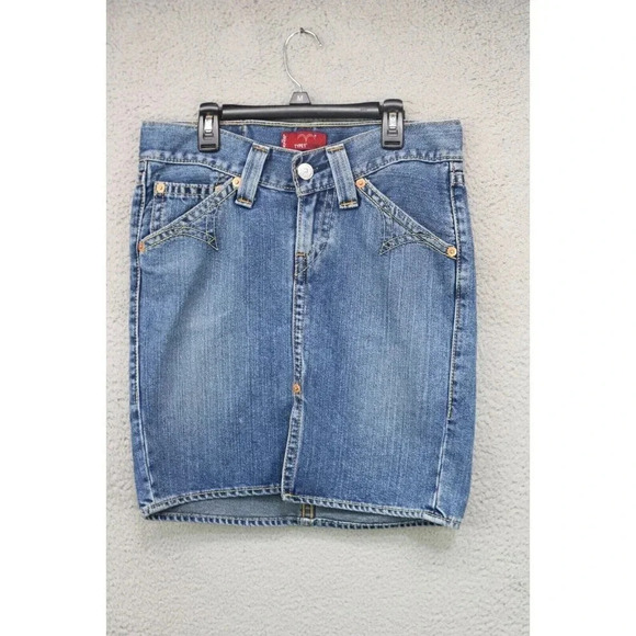 Levi's Dresses & Skirts - Levi's Type 1 Western Blue Denim Skirt-Size Small-Pockets-Front Slit